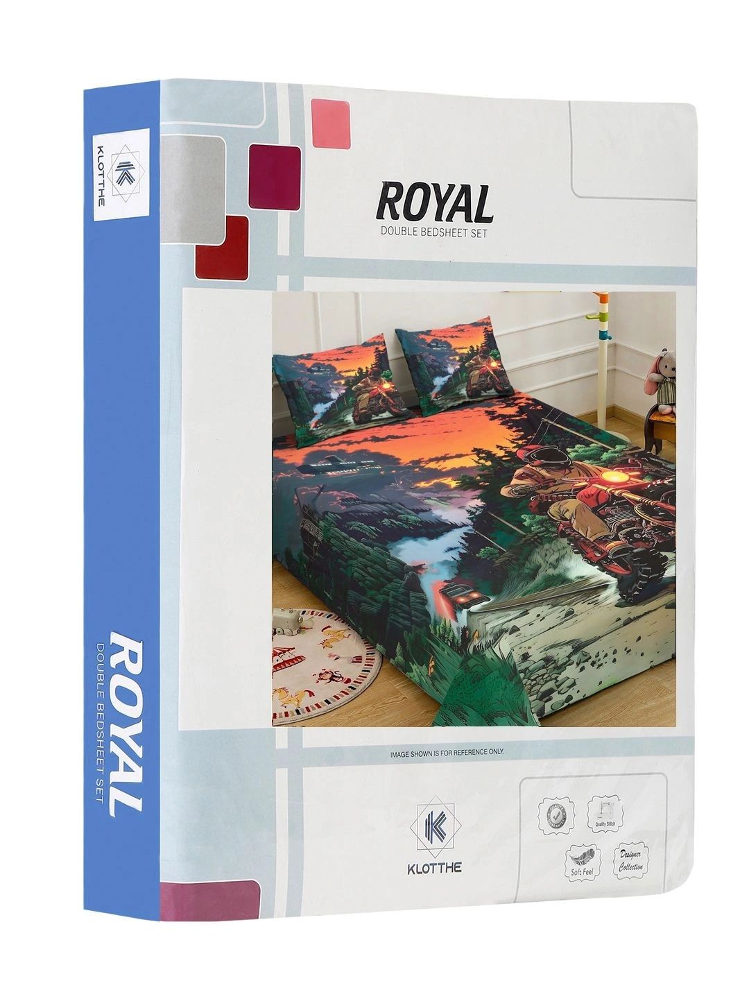 Moda Rapido X KLOTTHE Grafik Hijau & Jingga 400 TC Cadar Katil King dengan 2 Sarung Bantal