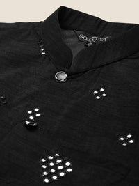 SOJANYA Mandarin Collar Straight Regular Kurta With Churidar & Nehru Jacket