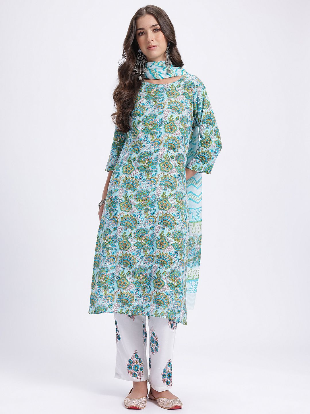 Anouk Ethnic Motifs Print Kurta With Trousers & With Dupatta