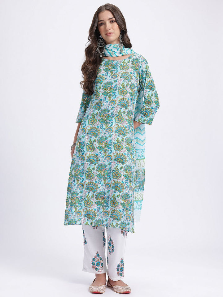 Anouk Ethnic Motifs Print Kurta With Trousers & With Dupatta