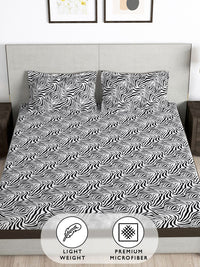 Story@home Black & White 180 TC Queen Bedsheet with 2 Pillow Covers