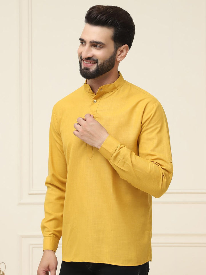 SOJANYA Men Mustard Yellow Solid Kurta