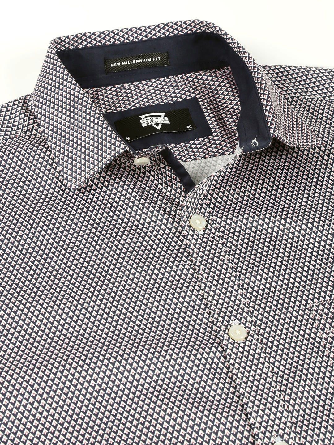 Thomas Scott Classic Slim Fit Micro Ditsy Printed Cotton Formal Shirt