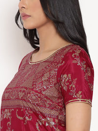 AURELIA Women Red Floral Printed Regular Kurta with Palazzos