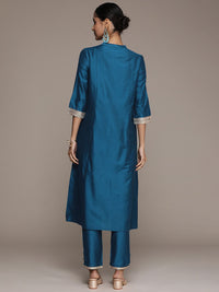 House of Pataudi Women Yoke Design Regular Gotta Patti Jashn Kurta With Trousers