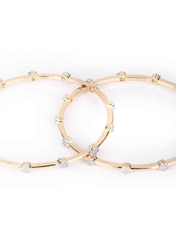 Priyaasi Set Of 2 Rose Gold-Plated & White American Diamond-Studded Handcrafted Bangles