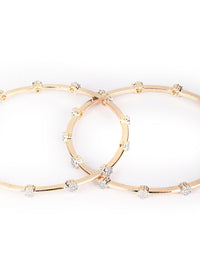Priyaasi Set Of 2 Rose Gold-Plated & White American Diamond-Studded Handcrafted Bangles