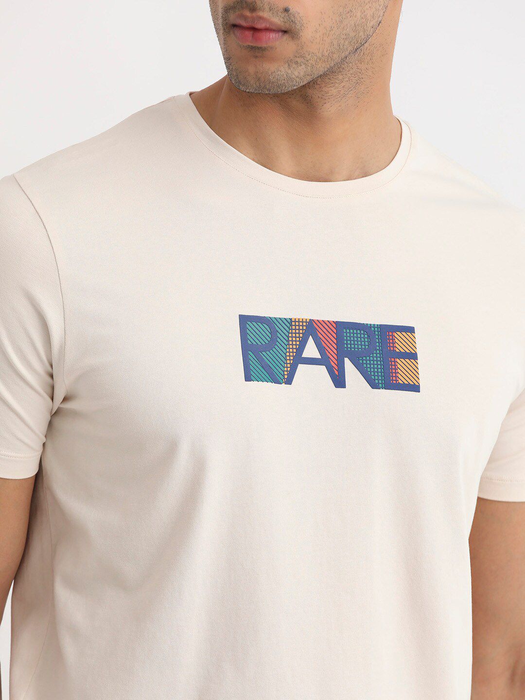 RARE RABBIT Men Caxton Typography Printed Pure Cotton Slim Fit T-Shirt
