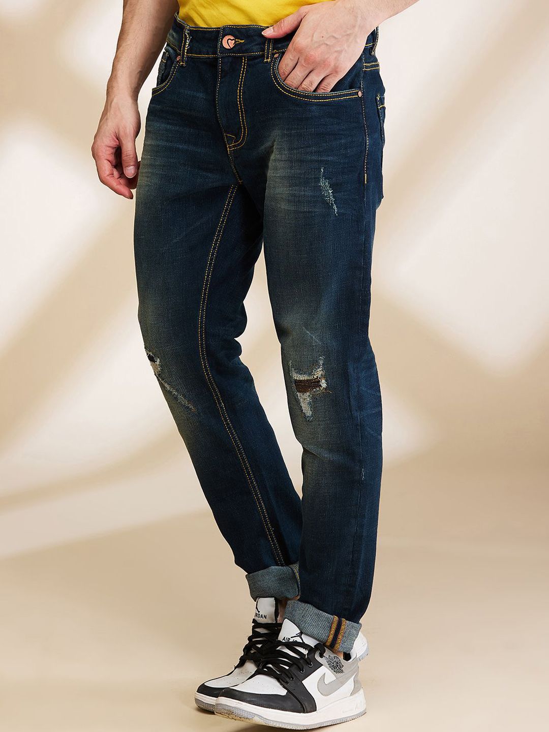 Being Human Men Slim Fit Mildly Distressed Light Fade Jeans