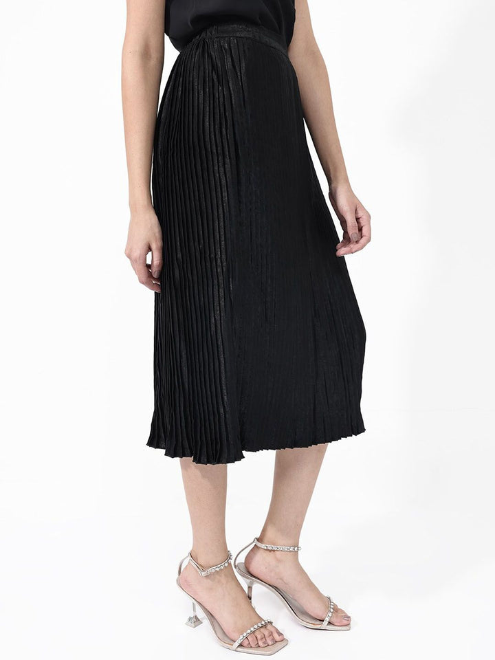 RAREISM Accordion Pleated Flared Midi Skirt