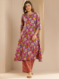 Libas Women Floral Printed Regular Pure Cotton Kurta with Palazzos