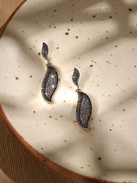 SoHi Gold-Plated Stones Stones Leaf Shaped Drop Earrings