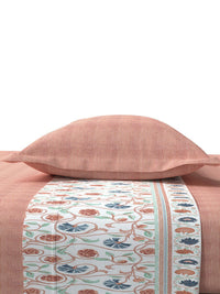 TRIDENT Block Print Rust Sanskriti Flat 144TC King Cotton Bedsheet Set