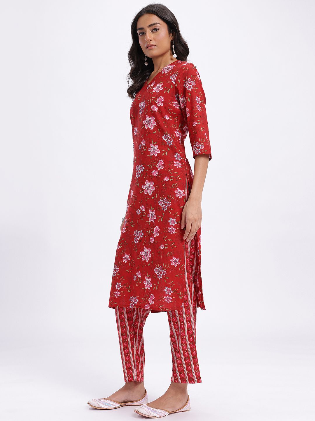 Anouk Women Indie Floral Pure Cotton Kurta with Trousers & Dupatta