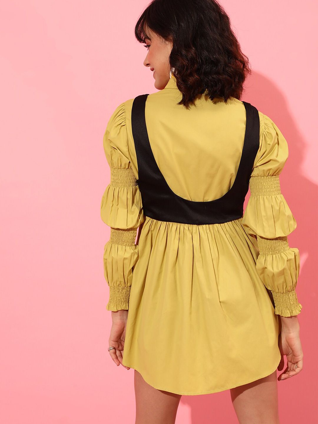 STREET 9 Puff Sleeves Pure Cotton Shirt Dress