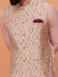 KeSt Men Etnik Motif Tenah Reka Bentuk Mandarin Mandarin Nehru Jaket