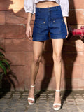 SASSAFRAS Women Mid-Rise Printed Denim Shorts