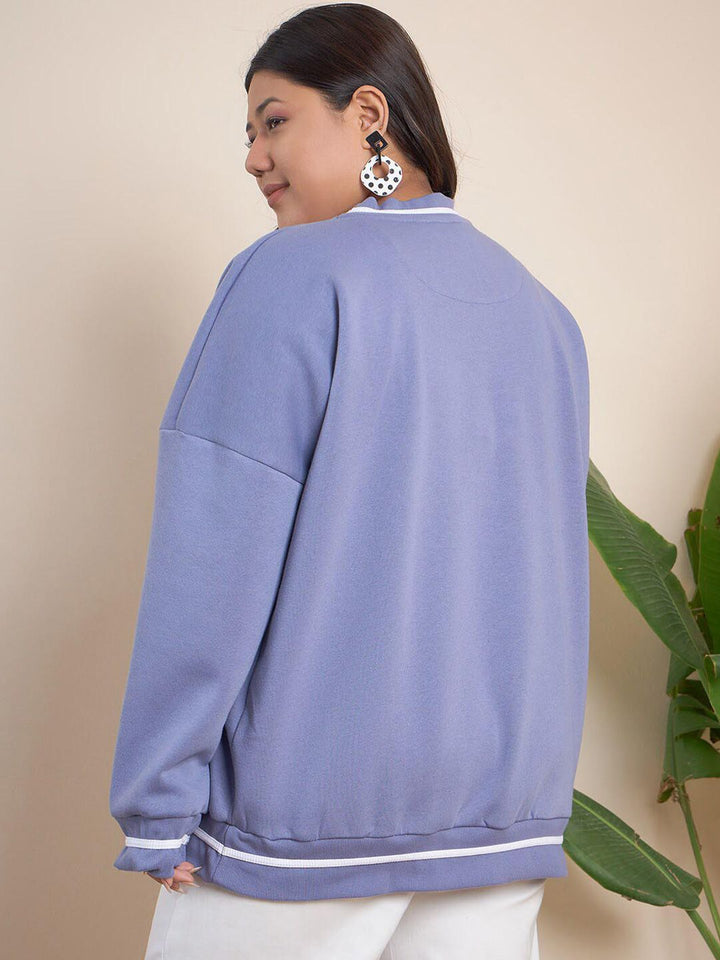 CURVY STREET Plus Size Typography Printed Pure Cotton Pullover