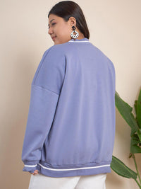 CURVY STREET Plus Size Typography Printed Pure Cotton Pullover