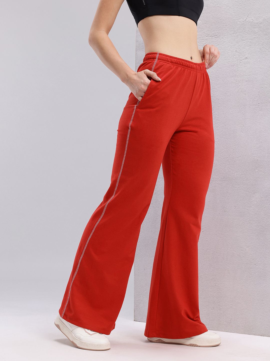 HRX by Hrithik Roshan Women Contrast Stitch Lifestyle Track Pants