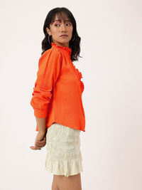 DressBerry Textured Seersucker Ruffles Shirt