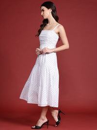 all about you Pure Cotton Self-Design Tiered A-Line Midi Dress