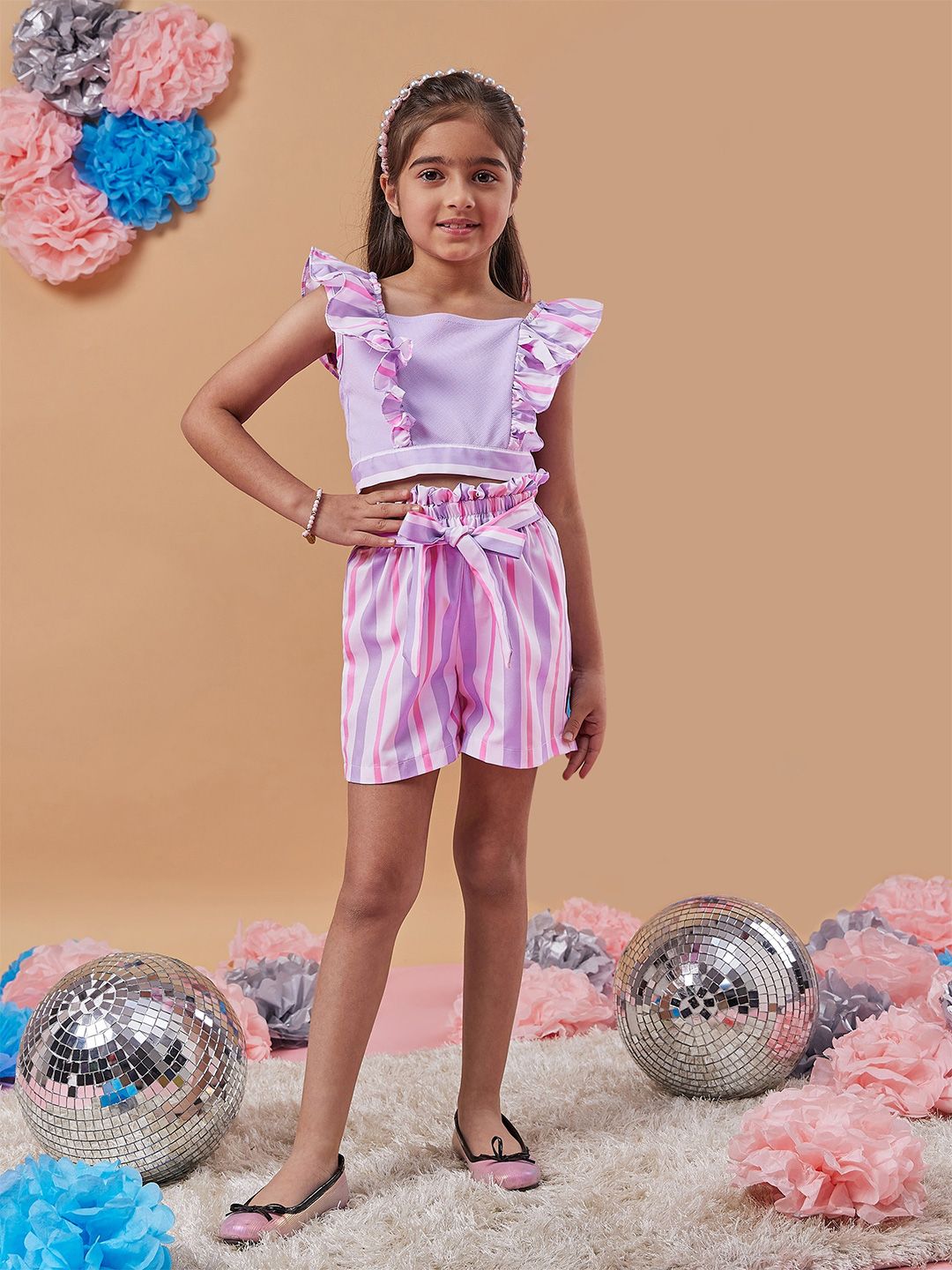 pspeaches Girls Striped Top With Shorts