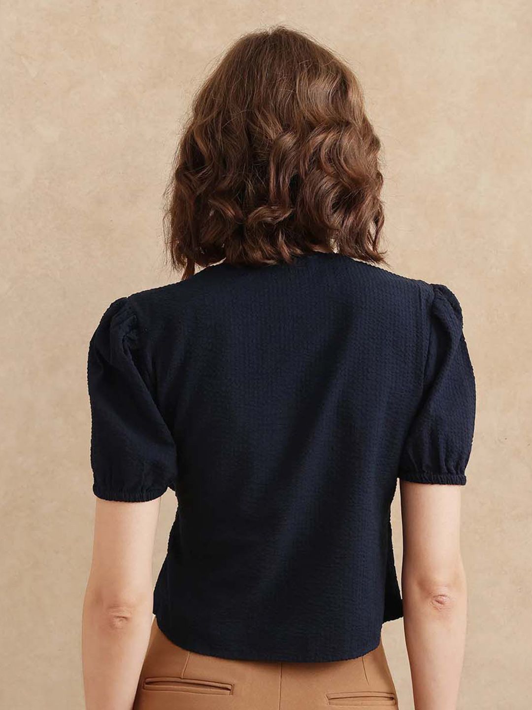 RAREISM Puff Sleeve Cotton Wrap Top