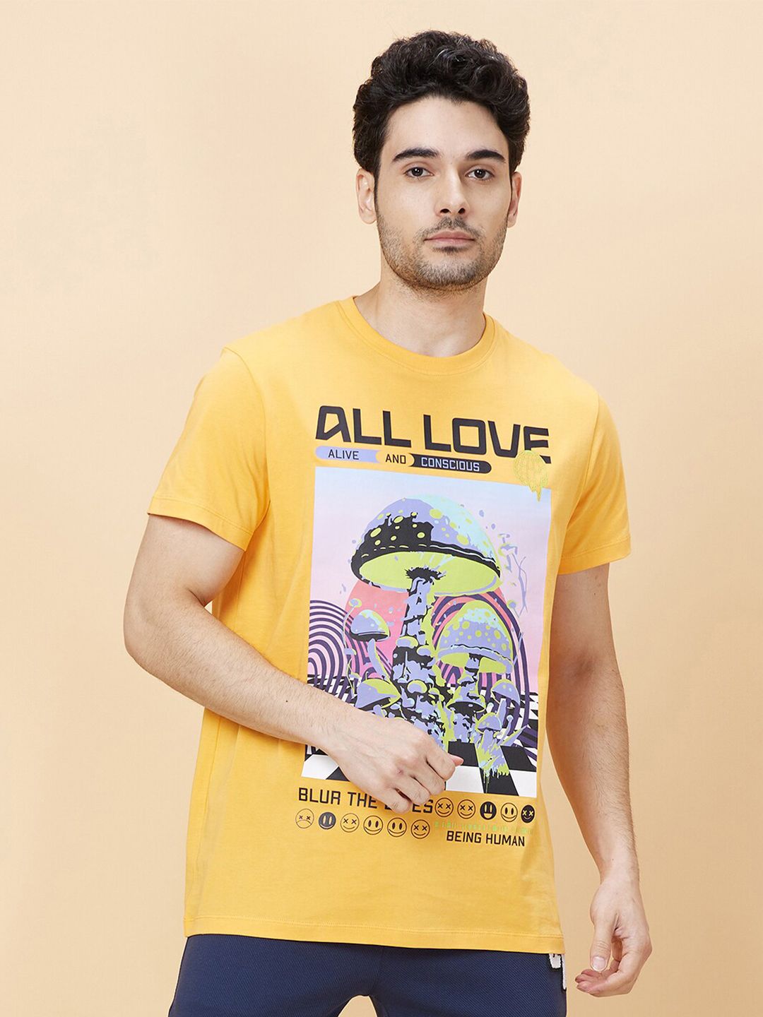 Being Human Graphic Printed Round Neck Casual T-shirt