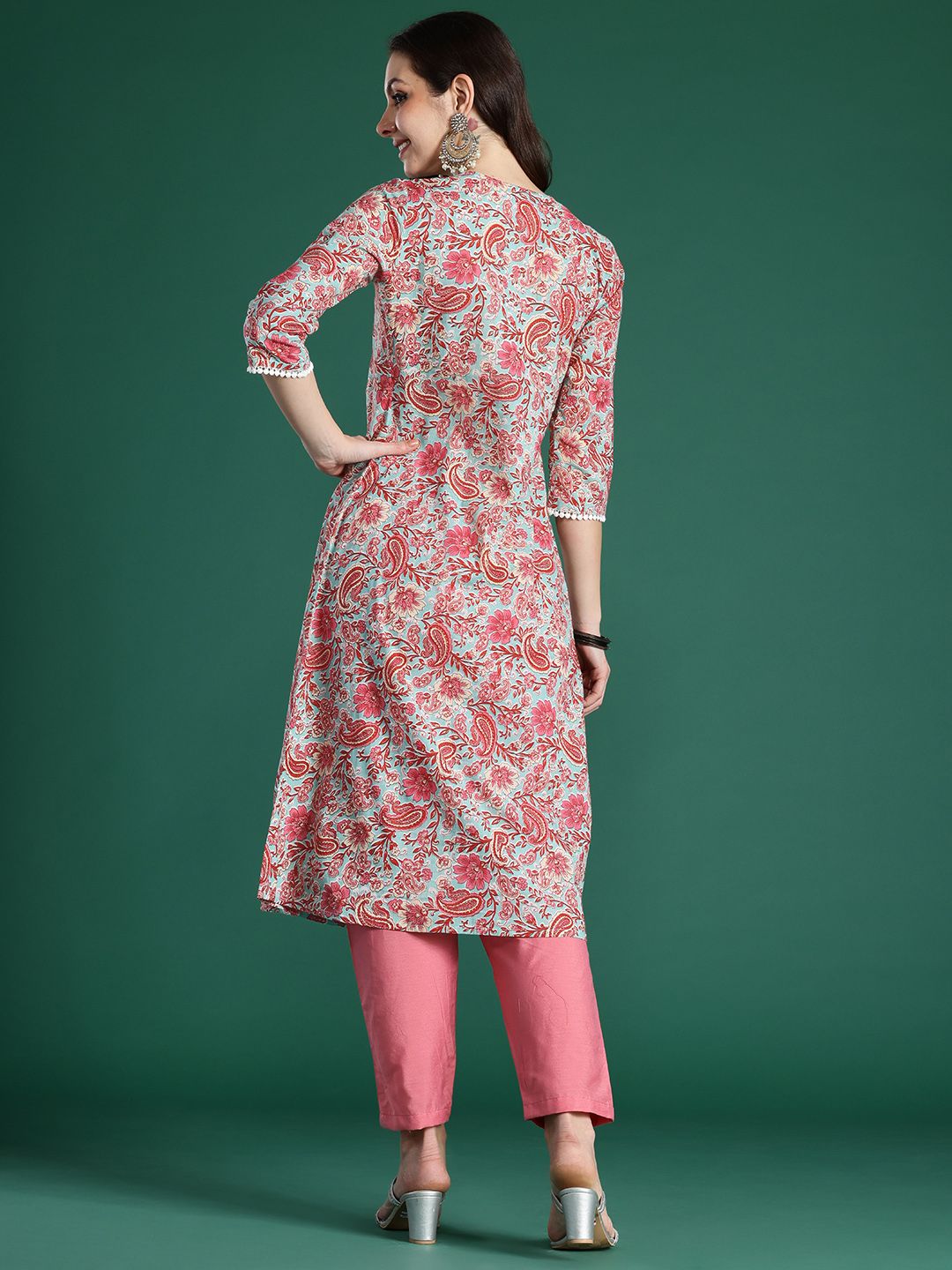 Indo Era Women Floral Printed Pure Cotton Kurta
