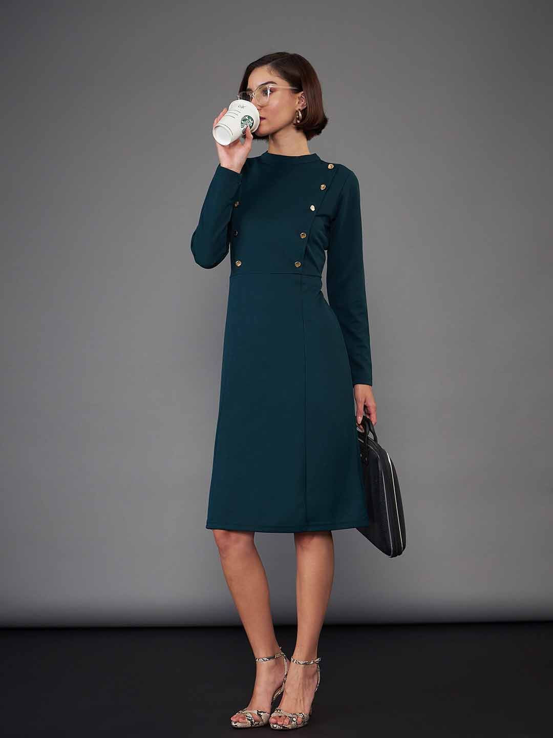 SASSAFRAS worklyf High Neck A-Line Dress