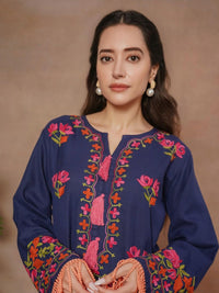 HOUSE OF KARI Falak Kashmiri Embroidered Flared Sleeves Thread Work Cotton Straight Kurta