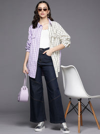 SASSAFRAS Women Navy Blue Straight Fit Contrast Stitch Detail High-Rise Stretchable Jeans