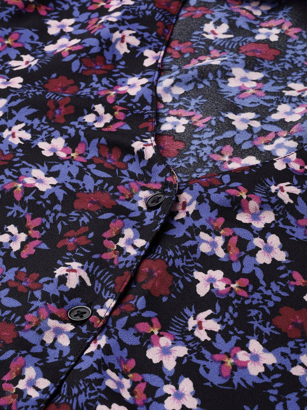 DressBerry Blue & Pink Floral V-Neck Top