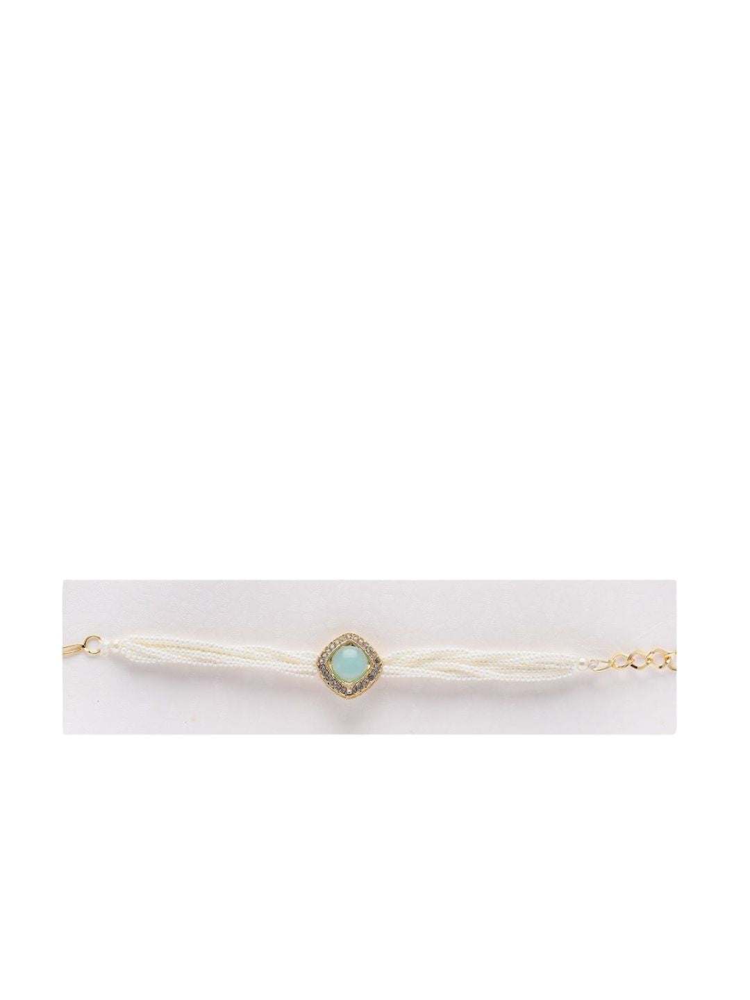 PANASH Set Of 2 Gold-Plated Stone-Studded & Beaded Rakhis With Roli Chawal