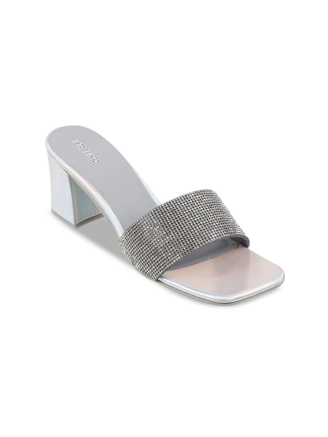 Metro Embellished Open Block Heels