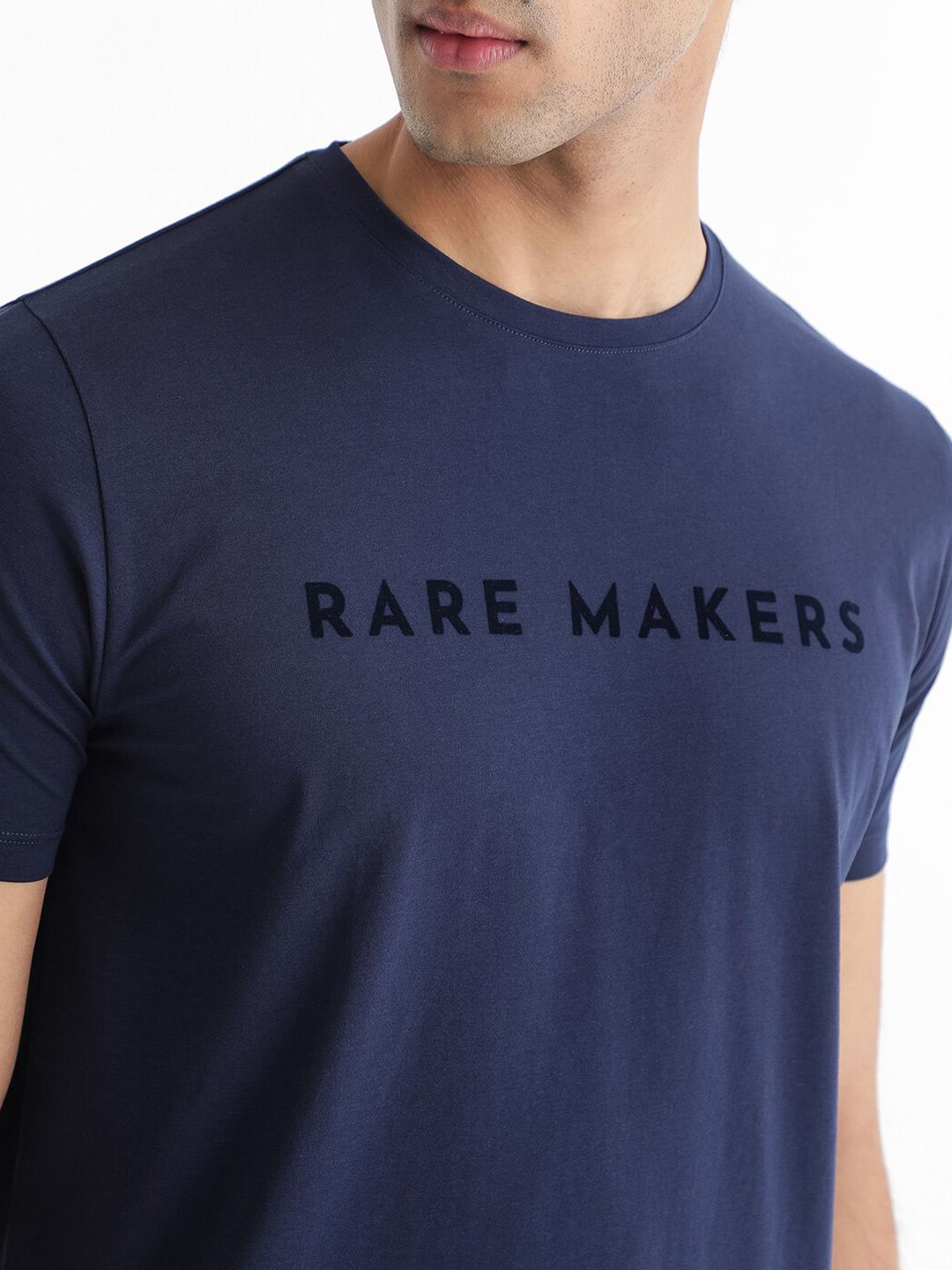 RARE RABBIT Men Burke Typography Printed Cotton Slim Fit T-Shirt