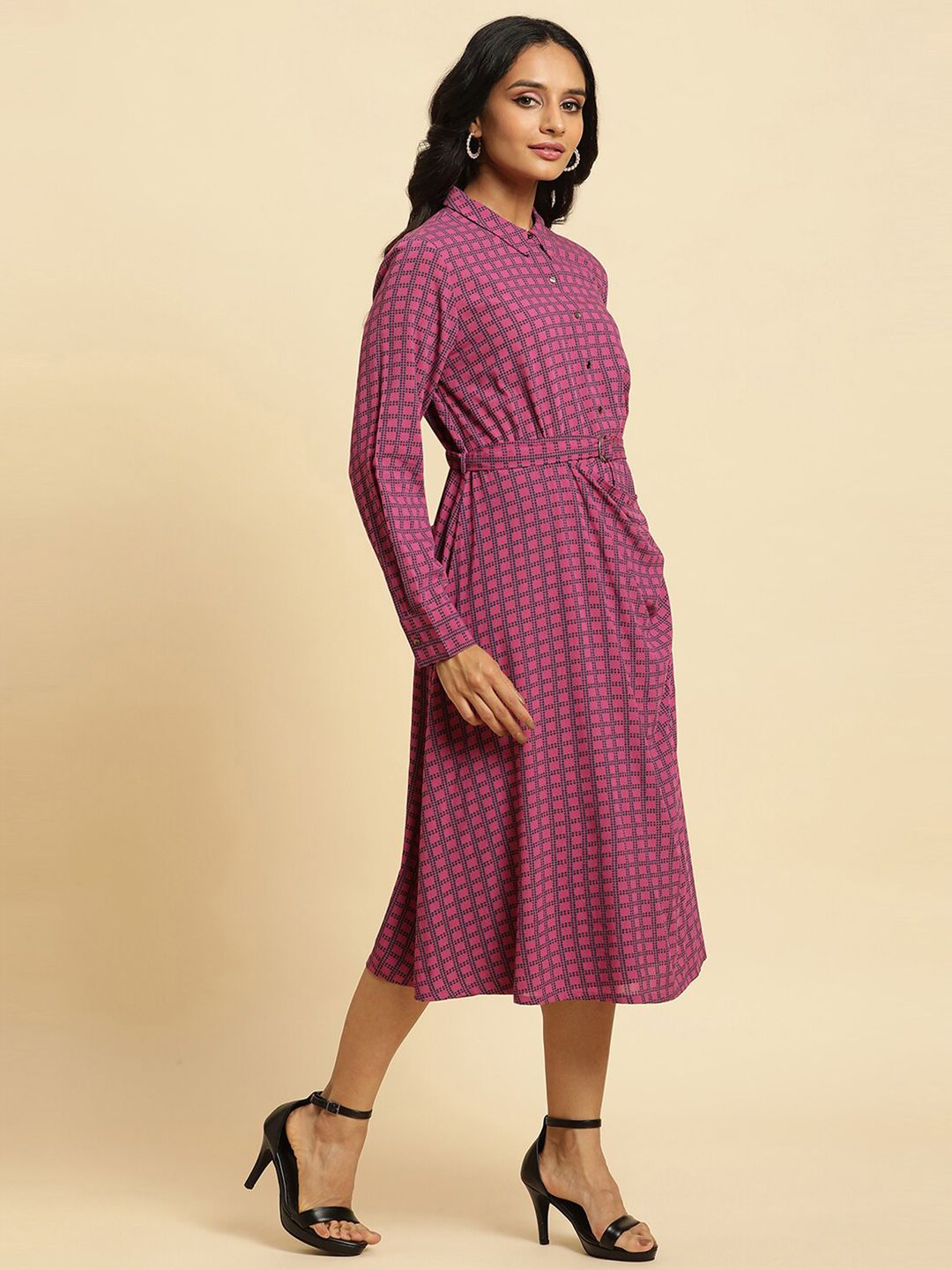 W Geometric Printed A-Line Midi Dress