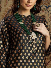 Shae by SASSAFRAS Women Black Floral Embroidered Kurta with Palazzos