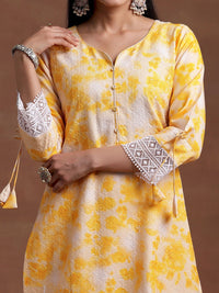 Libas Notched Neck Geometric Embroidered Straight Kurta with Palazzo & Dupatta