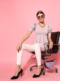 STREET 9 Lavender Crepe Peplum Top