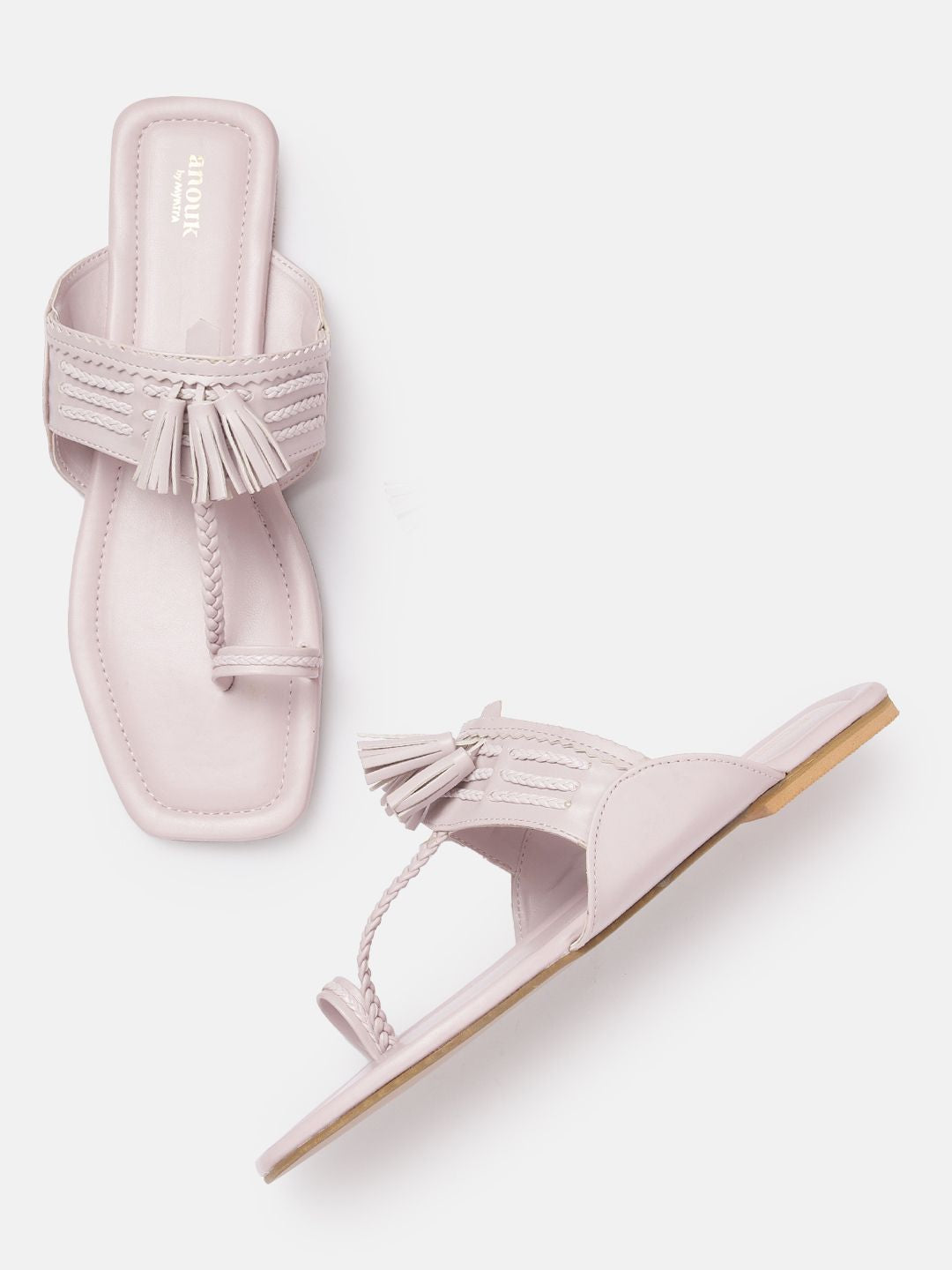 Anouk Women Woven Ethnic One Toe Flats with Tassels