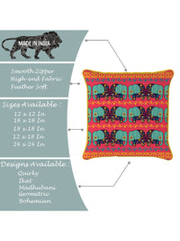 STITCHNEST Blue & Orange Set of 2 Ethnic Motifs Velvet Square Cushion Covers