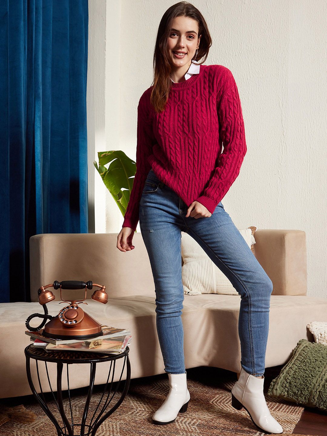 Berrylush Cable Knit Acrylic Pullover Sweater