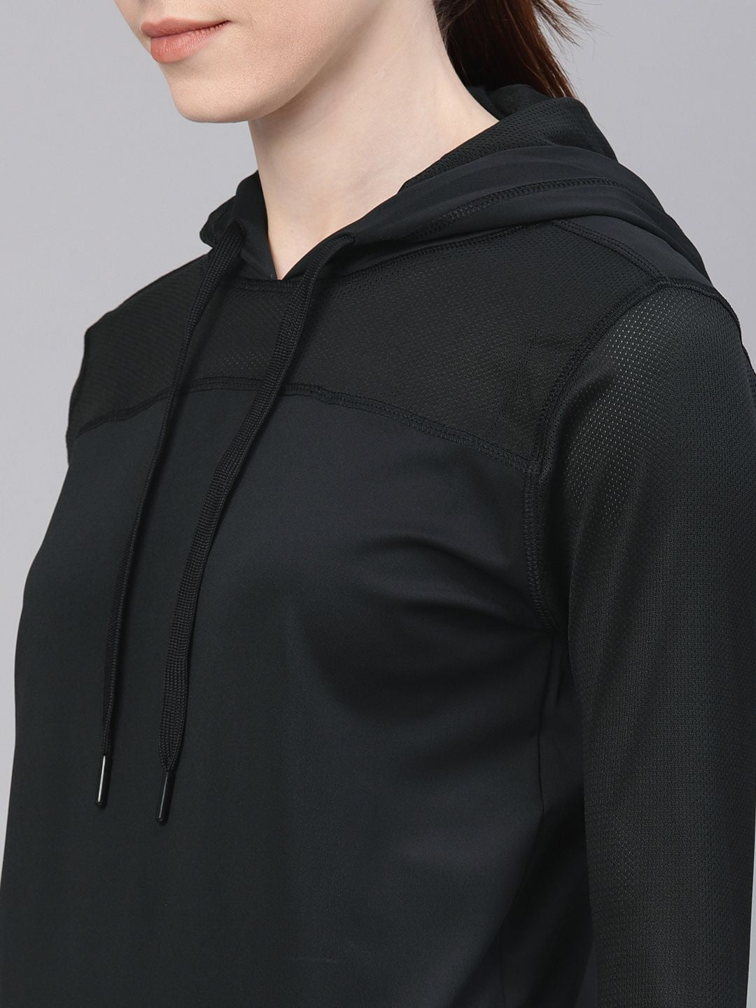 HRX by Hrithik Roshan Women Black solid Training Hooded RAPID-DRY Sweatshirt