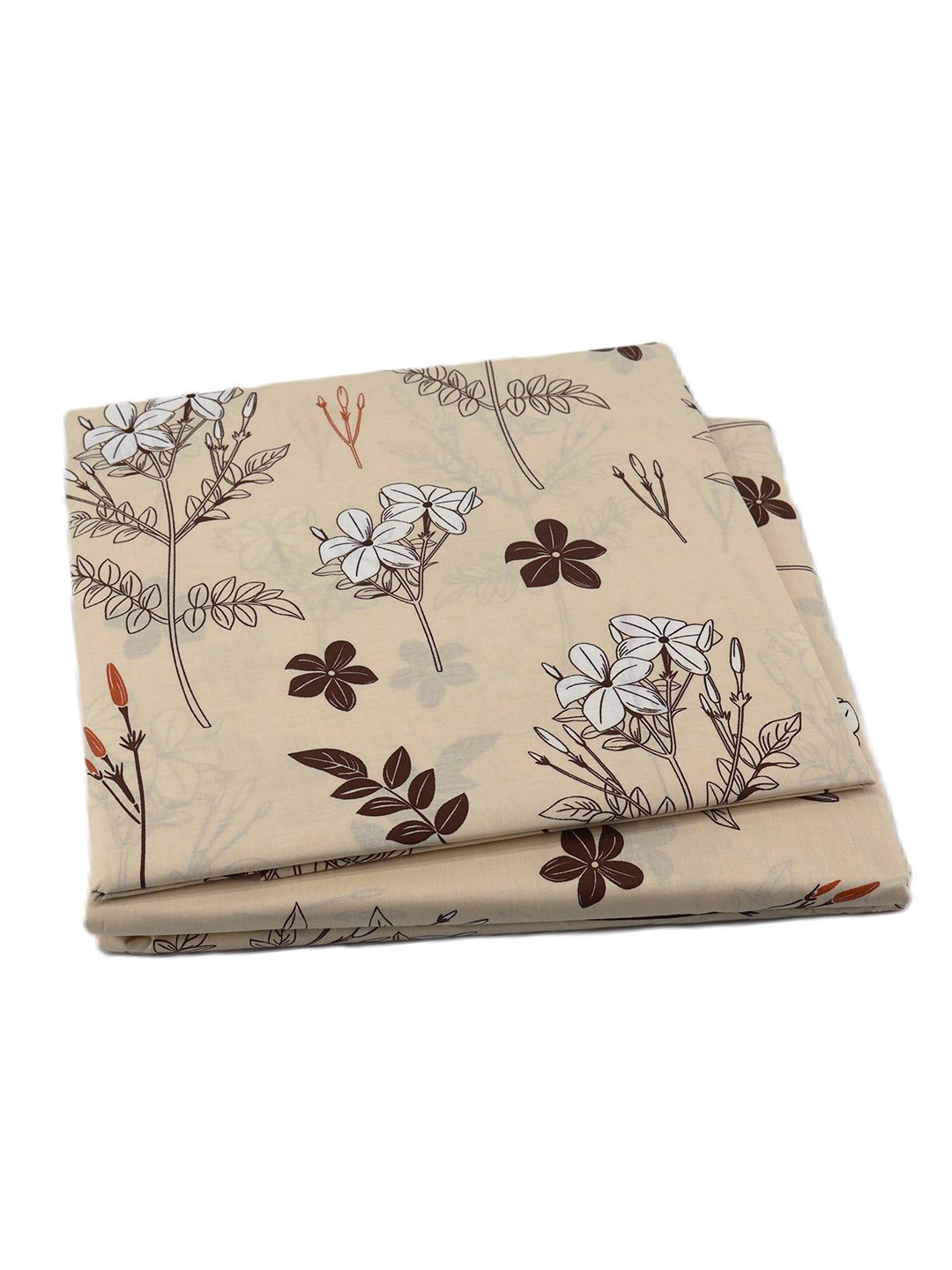 BOMBAY DYEING Brown Vintage Printed Pure Cotton 180 TC  Bedsheet Set 1.52 m X 2.28 m
