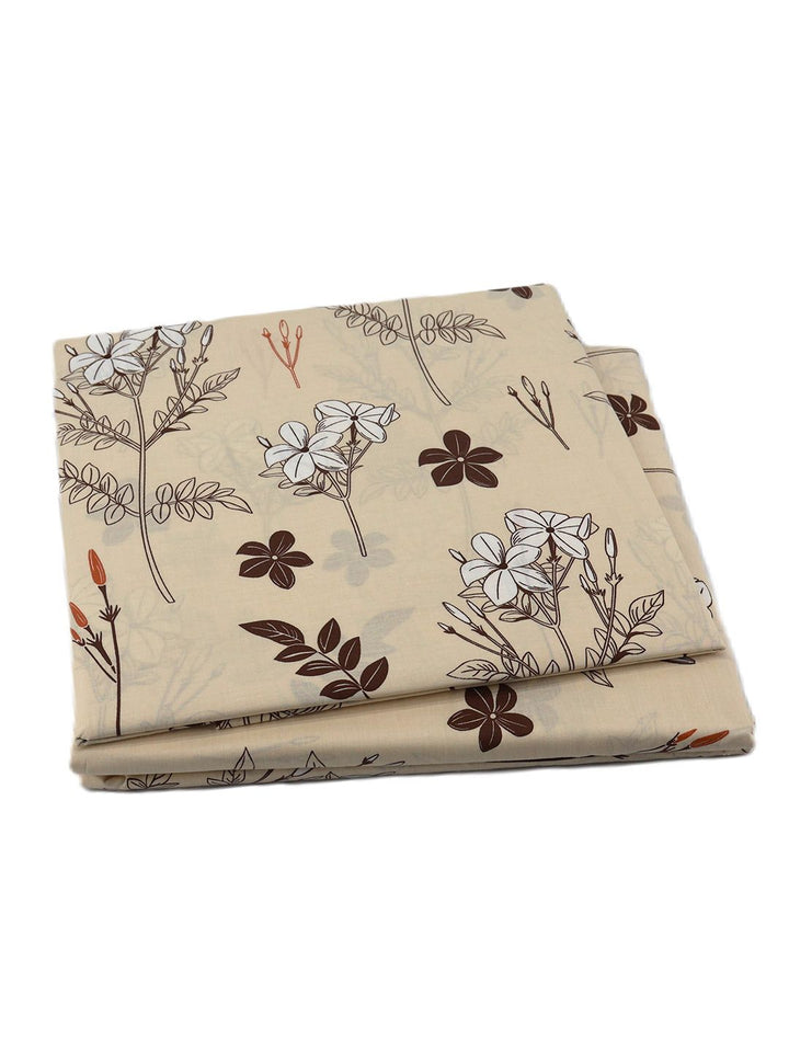 BOMBAY DYEING Brown Vintage Printed Pure Cotton 180 TC  Bedsheet Set 1.52 m X 2.28 m