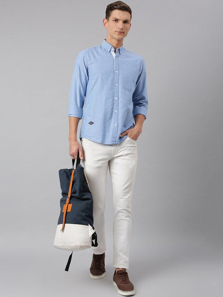 Thomas Scott Men Blue Slim Fit Pure Cotton Casual  Shirt