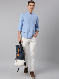 Thomas Scott Men Blue Slim Fit Pure Cotton Casual  Shirt