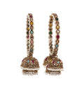PANASH Set Of 2 Gold Plated American Diamond Stone Studded & Beaded Bangles